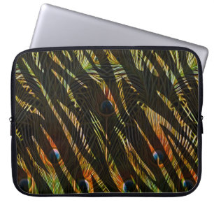 Oerwoud Patroon Zebra Strepen en Pauw Veren Laptop Sleeve