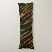 Oerwoud Patroon Zebra Strepen en Pauw Veren Lichaamskussen (Voorkant Verticaal)
