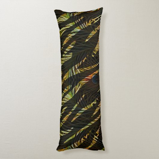 Oerwoud Patroon Zebra Strepen en Pauw Veren Lichaamskussen (Achterkant (Verticaal))