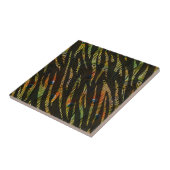 Oerwoud Patroon Zebra Strepen en Pauw Veren Tegeltje (Zijkant)