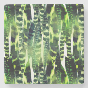 Oerwoud plant bladeren patroon stenen onderzetter