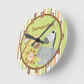Oerwoud Play Safari Zoo Animal Personalized Clock Ronde Klok (Hoek)