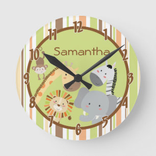 Oerwoud Play Safari Zoo Animal Personalized Clock Ronde Klok