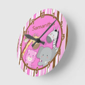 Oerwoud Play Safari Zoo Animal Personalized Clock Ronde Klok (Hoek)