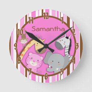 Oerwoud Play Safari Zoo Animal Personalized Clock Ronde Klok