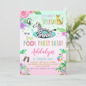 Oerwoud Pool Party Invitation Kaart (Staand voorkant)