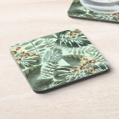 Oerwoud Print met Cream Orchids Onderzetter Set (Linkerzijde)