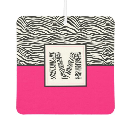 Oerwoud Print Zebra Stripe Monogram + Hot Pink Luchtverfrisser (Voorkant)