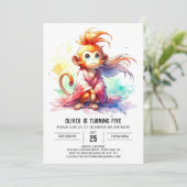 Oerwoud Printable Monkey Birthday Kaart (Staand voorkant)