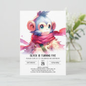 Oerwoud Printable Monkey Birthday Kaart (Staand voorkant)