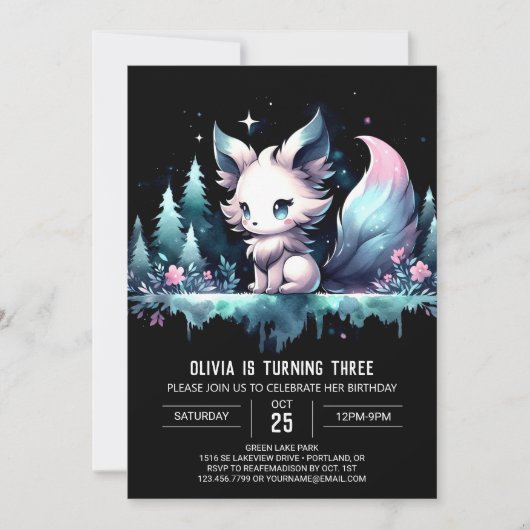Oerwoud Printable Wolf Verjaardag Kaart (Voorkant)