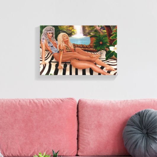 OERWOUD QUEENS CATFIGHT CANVAS AFDRUK (Insitu (Woonkamer))