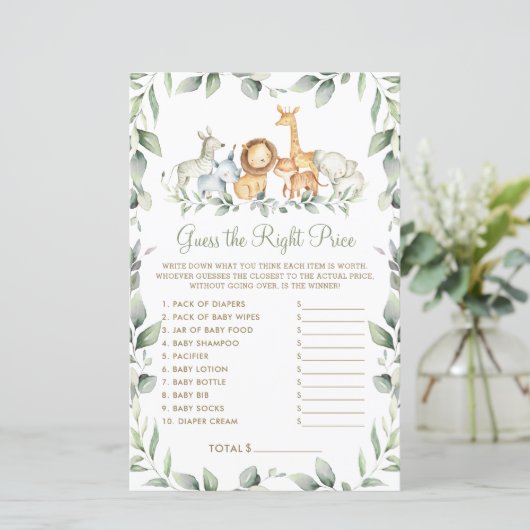 Oerwoud raad het juiste Baby shower spel (Staand voorkant)