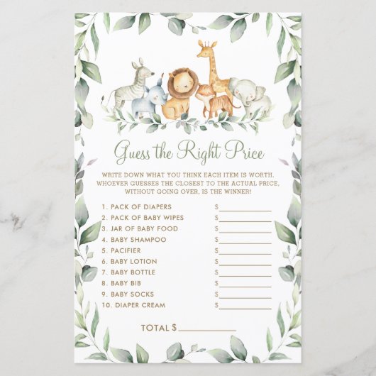 Oerwoud raad het juiste Baby shower spel (Voorkant)