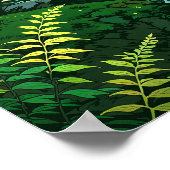 Oerwoud Ravine - Levendige bos illustratie stijl Poster (Hoek)