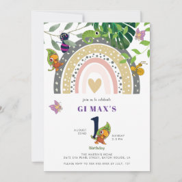Oerwoud, regenboog en kameleon Baby 1e verjaardag Kaart