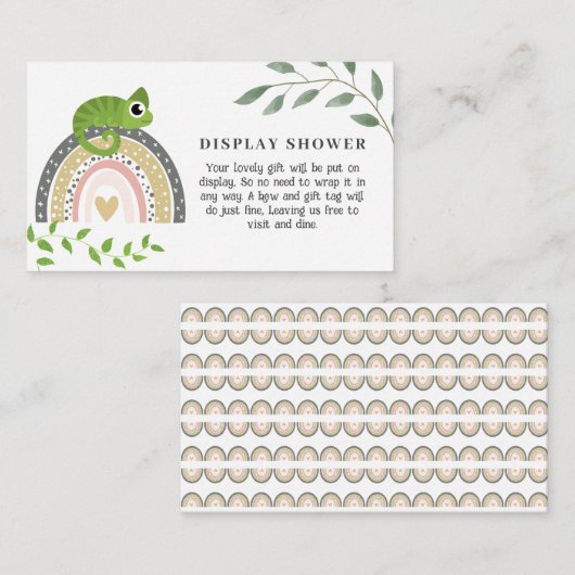 Oerwoud, regenboog en kameleon Baby display douche Informatiekaartje (Voorkant / Achterkant)