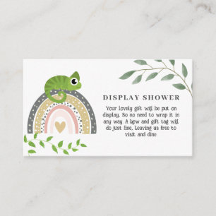 Oerwoud, regenboog en kameleon Baby display douche Informatiekaartje