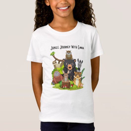 Oerwoud Reis Personaliseer Kinderen Zoo T-shirt (Voorkant)