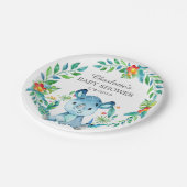 Oerwoud Rhino Baby shower 7" Bord (Gekanteld)