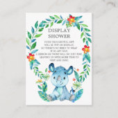 Oerwoud Rhino Baby shower Gift Display Douche Informatiekaartje (Voorkant)