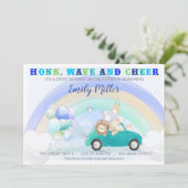 Oerwoud rijden op baby shower uitnodiging (Staand voorkant)