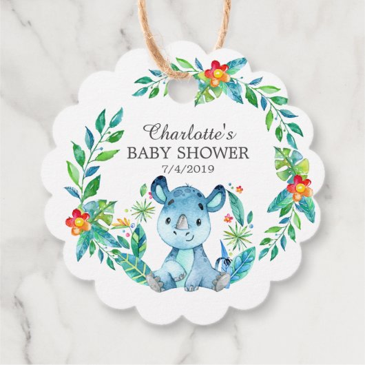 Oerwoud Rino Baby shower Favor Gift Label (Achterkant)