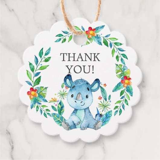 Oerwoud Rino Baby shower Favor Gift Label (Voorkant)