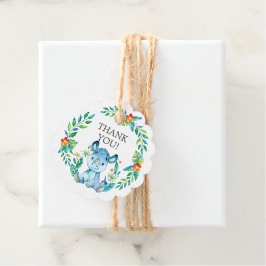 Oerwoud Rino Baby shower Favor Gift Label (In situ)