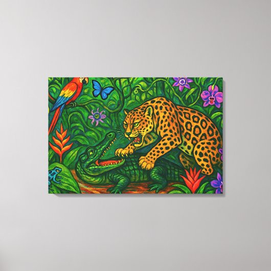 "Oerwoud Rivals" - Kleurrijk Wildlife Portret Canvas Afdruk (Voorkant)