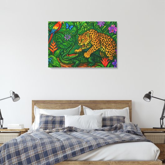 "Oerwoud Rivals" - Kleurrijk Wildlife Portret Canvas Afdruk (Insitu (Slaapkamer))