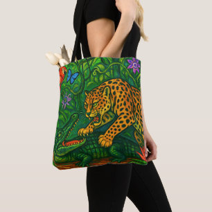 "Oerwoud Rivals" - Kleurrijk Wildlife Portret Tote Bag