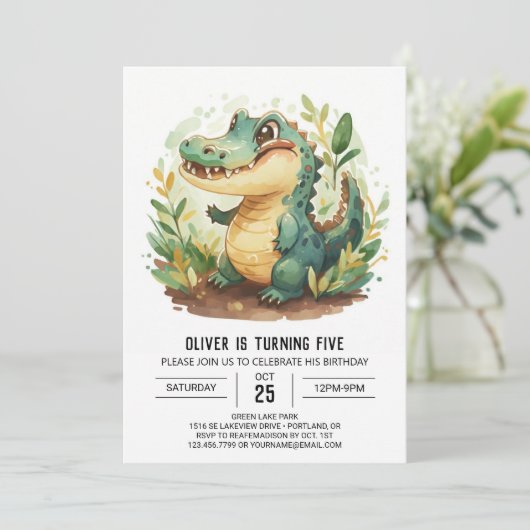 Oerwoud River Krokodil Verjaardag Kaart (Staand voorkant)