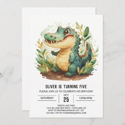 Oerwoud River Krokodil Verjaardag Kaart (Voorkant / Achterkant)