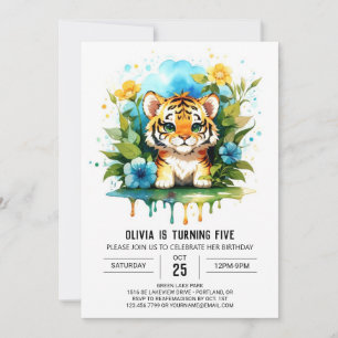 Oerwoud Roar Tiger Boy Verjaardagsuitnodiging Kaart