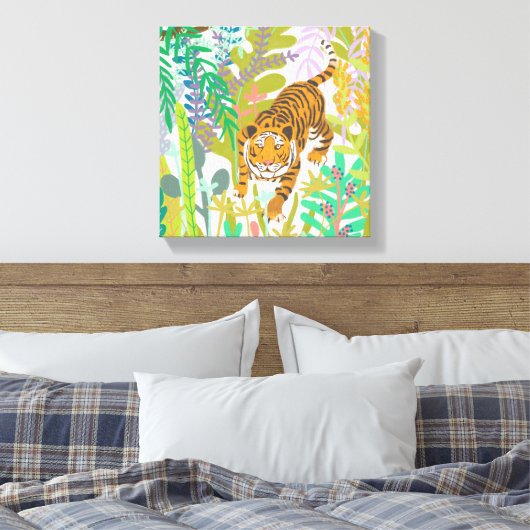 Oerwoud Roar - Tiger Canvas Afdruk (Insitu (Slaapkamer))