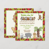 Oerwoud rood, groene safari kinderen verjaardagsfe kaart (Voorkant / Achterkant)