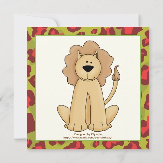 Oerwoud rood, groene safari kinderen verjaardagsfe kaart (Achterkant)