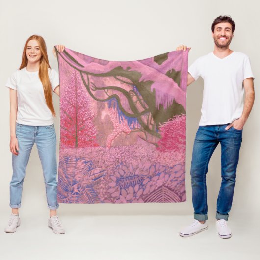 Oerwoud Roze Fleece Deken (In situ)