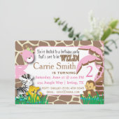 Oerwoud Roze Verjaardagsuitnodiging Kaart (Staand voorkant)