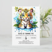 Oerwoud Rumble Tiger Boy Verjaardagsuitnodiging Kaart (Staand voorkant)