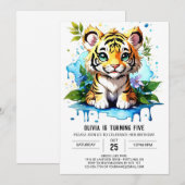 Oerwoud Rumble Tiger Boy Verjaardagsuitnodiging Kaart (Voorkant / Achterkant)