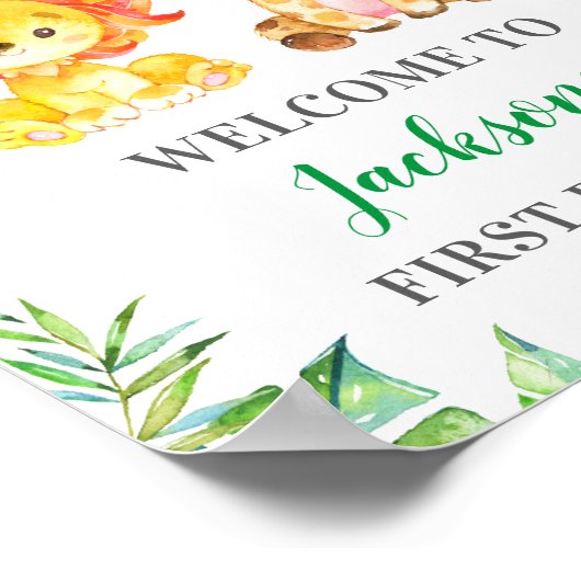 Oerwoud Safari 1e 2e verjaardag van de Dag van de  Poster (Hoek)