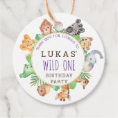 Oerwoud Safari 1e verjaardag Dank u Bedankjes Labels (Voorkant)