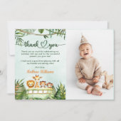 Oerwoud Safari 1e verjaardag foto Bedankkaart (Voorkant)
