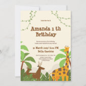 Oerwoud Safari 1e verjaardag Uitnodiging (Voorkant)