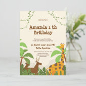 Oerwoud Safari 1e verjaardag Uitnodiging (Staand voorkant)