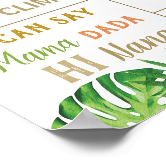 Oerwoud Safari 1st Birthday Milestone Birth Stats Poster (Hoek)