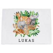 Oerwoud Safari 1st Birthday Party Groot Cadeauzakje (Voorkant)