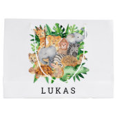 Oerwoud Safari 1st Birthday Party Groot Cadeauzakje (Achterkant)